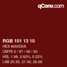 Color code: RGB 101 13 10 | qconv.com