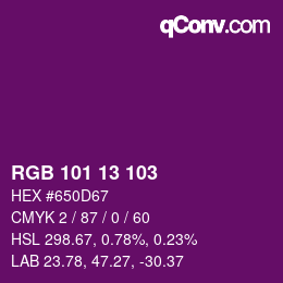 Color code: RGB 101 13 103 | qconv.com
