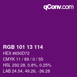 Color code: RGB 101 13 114 | qconv.com
