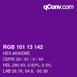 Color code: RGB 101 13 142 | qconv.com