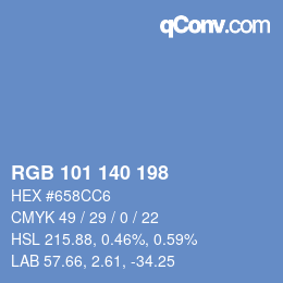 Color code: RGB 101 140 198 | qconv.com