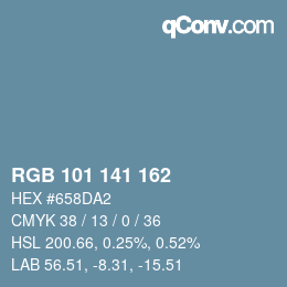颜色代码: RGB 101 141 162 | qconv.com