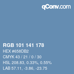 カラーコード: RGB 101 141 178 | qconv.com