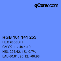 Color code: RGB 101 141 255 | qconv.com