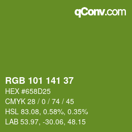 Color code: RGB 101 141 37 | qconv.com