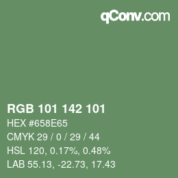 Color code: RGB 101 142 101 | qconv.com