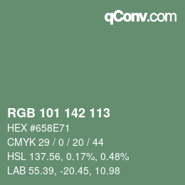 Color code: RGB 101 142 113 | qconv.com