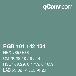 Color code: RGB 101 142 134 | qconv.com