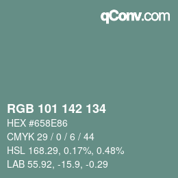 Color code: RGB 101 142 134 | qconv.com