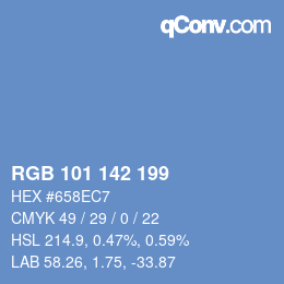 Color code: RGB 101 142 199 | qconv.com