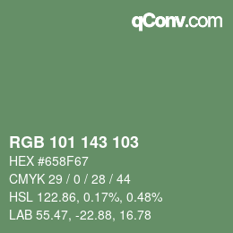 Color code: RGB 101 143 103 | qconv.com