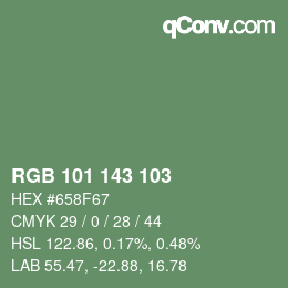カラーコード: RGB 101 143 103 | qconv.com