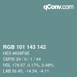 Color code: RGB 101 143 142 | qconv.com