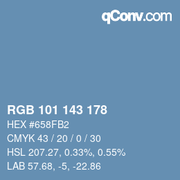 Color code: RGB 101 143 178 | qconv.com