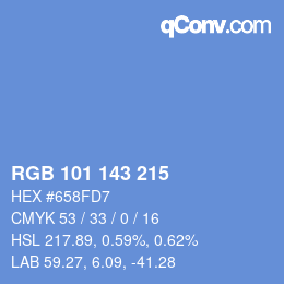 Color code: RGB 101 143 215 | qconv.com