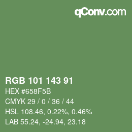 Color code: RGB 101 143 91 | qconv.com