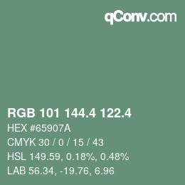 カラーコード: RGB 101 144.4 122.4 | qconv.com