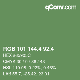 カラーコード: RGB 101 144.4 92.4 | qconv.com
