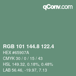 カラーコード: RGB 101 144.8 122.4 | qconv.com