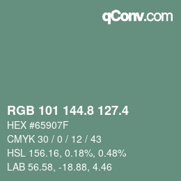カラーコード: RGB 101 144.8 127.4 | qconv.com