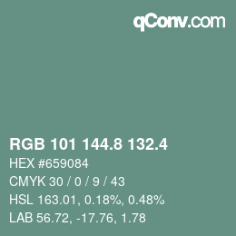 カラーコード: RGB 101 144.8 132.4 | qconv.com