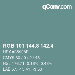 カラーコード: RGB 101 144.8 142.4 | qconv.com