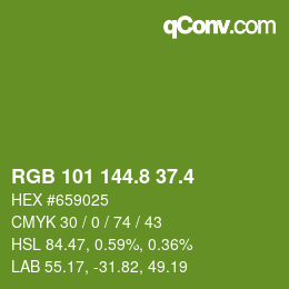 カラーコード: RGB 101 144.8 37.4 | qconv.com