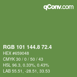 カラーコード: RGB 101 144.8 72.4 | qconv.com