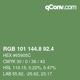 カラーコード: RGB 101 144.8 92.4 | qconv.com