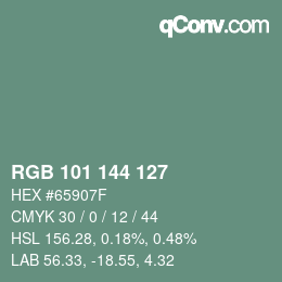Farbcode: RGB 101 144 127 | qconv.com