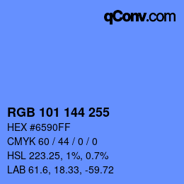 カラーコード: RGB 101 144 255 | qconv.com