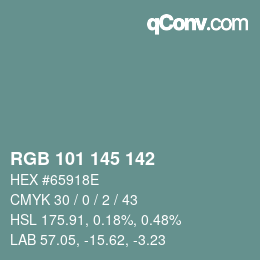 Color code: RGB 101 145 142 | qconv.com