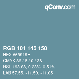 Color code: RGB 101 145 158 | qconv.com