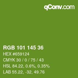 Color code: RGB 101 145 36 | qconv.com