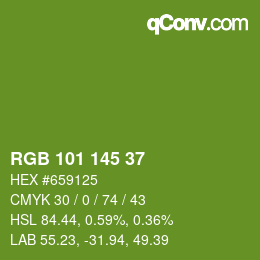 Color code: RGB 101 145 37 | qconv.com