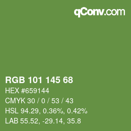 Color code: RGB 101 145 68 | qconv.com