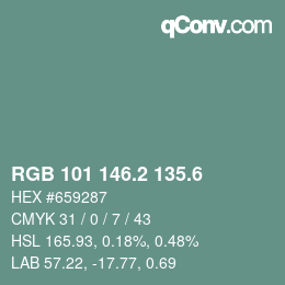 カラーコード: RGB 101 146.2 135.6 | qconv.com