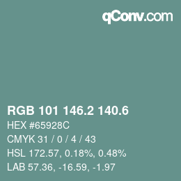 カラーコード: RGB 101 146.2 140.6 | qconv.com