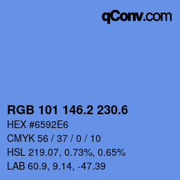 カラーコード: RGB 101 146.2 230.6 | qconv.com