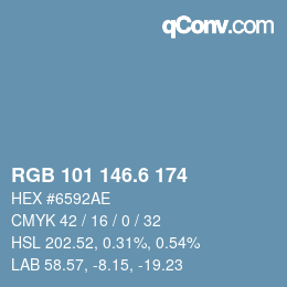 カラーコード: RGB 101 146.6 174 | qconv.com