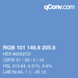 カラーコード: RGB 101 146.6 205.6 | qconv.com