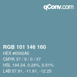 Color code: RGB 101 146 160 | qconv.com