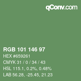 Color code: RGB 101 146 97 | qconv.com