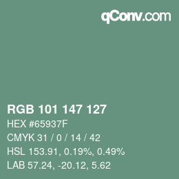 Code couleur: RGB 101 147 127 | qconv.com