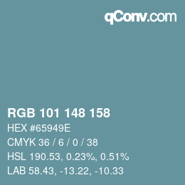 Color code: RGB 101 148 158 | qconv.com