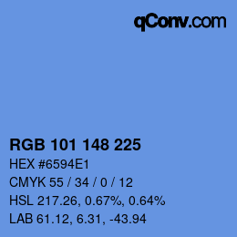 カラーコード: RGB 101 148 225 | qconv.com