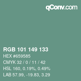 Farbcode: RGB 101 149 133 | qconv.com