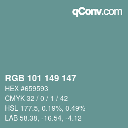 Farbcode: RGB 101 149 147 | qconv.com