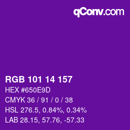 Color code: RGB 101 14 157 | qconv.com