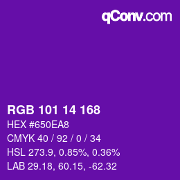 Color code: RGB 101 14 168 | qconv.com